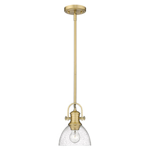 Hines Mini Pendant in Brushed Champagne Bronze with Seeded Glass Shades