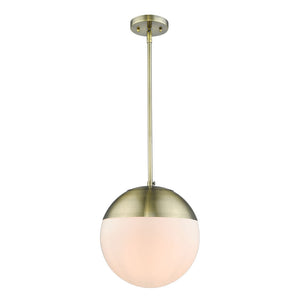 Dixon Pendant in Aged Brass with Opal Glass and Aged Brass Cap