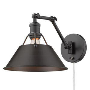 Orwell BLK Articulating 1 Light Wall Sconce with Rubbed Bronze Shade