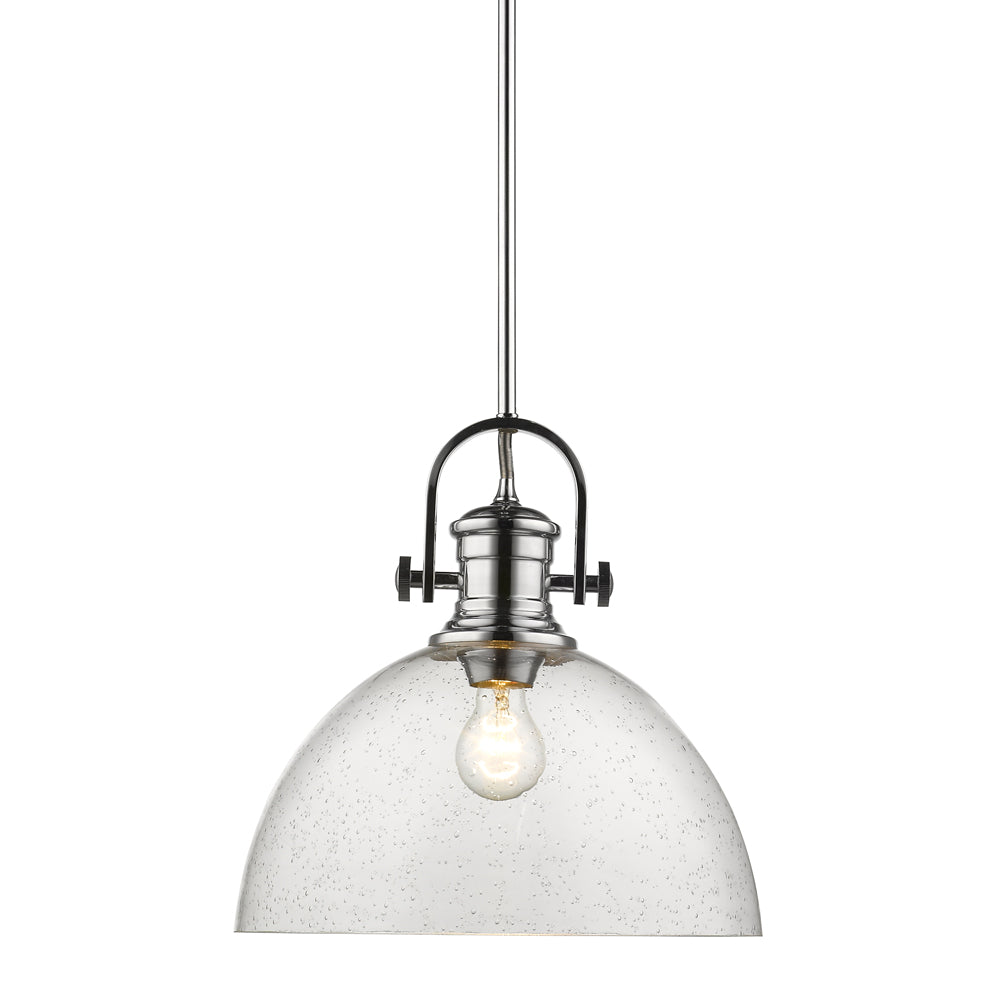Hines 1-Light Pendant in Chrome with Seeded Glass