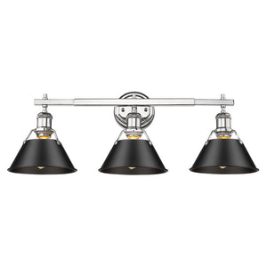 Orwell CH 3 Light Bath Vanity in Chrome with Matte Black Shade
