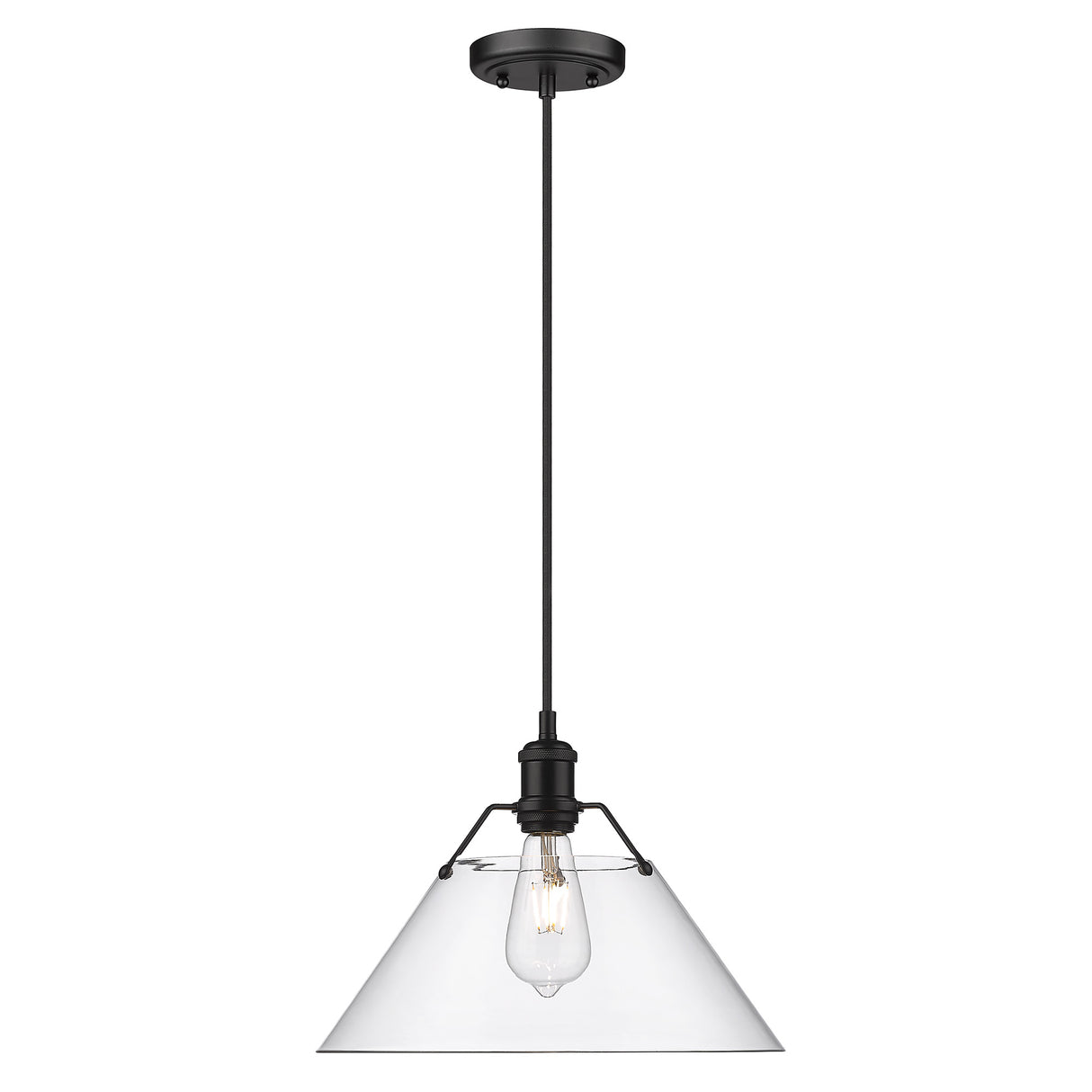 Orwell BLK Large Pendant in Matte Black with Clear Glass Shade