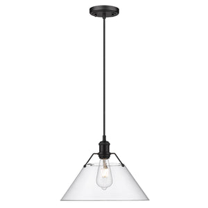 Orwell BLK Large Pendant in Matte Black with Clear Glass Shade