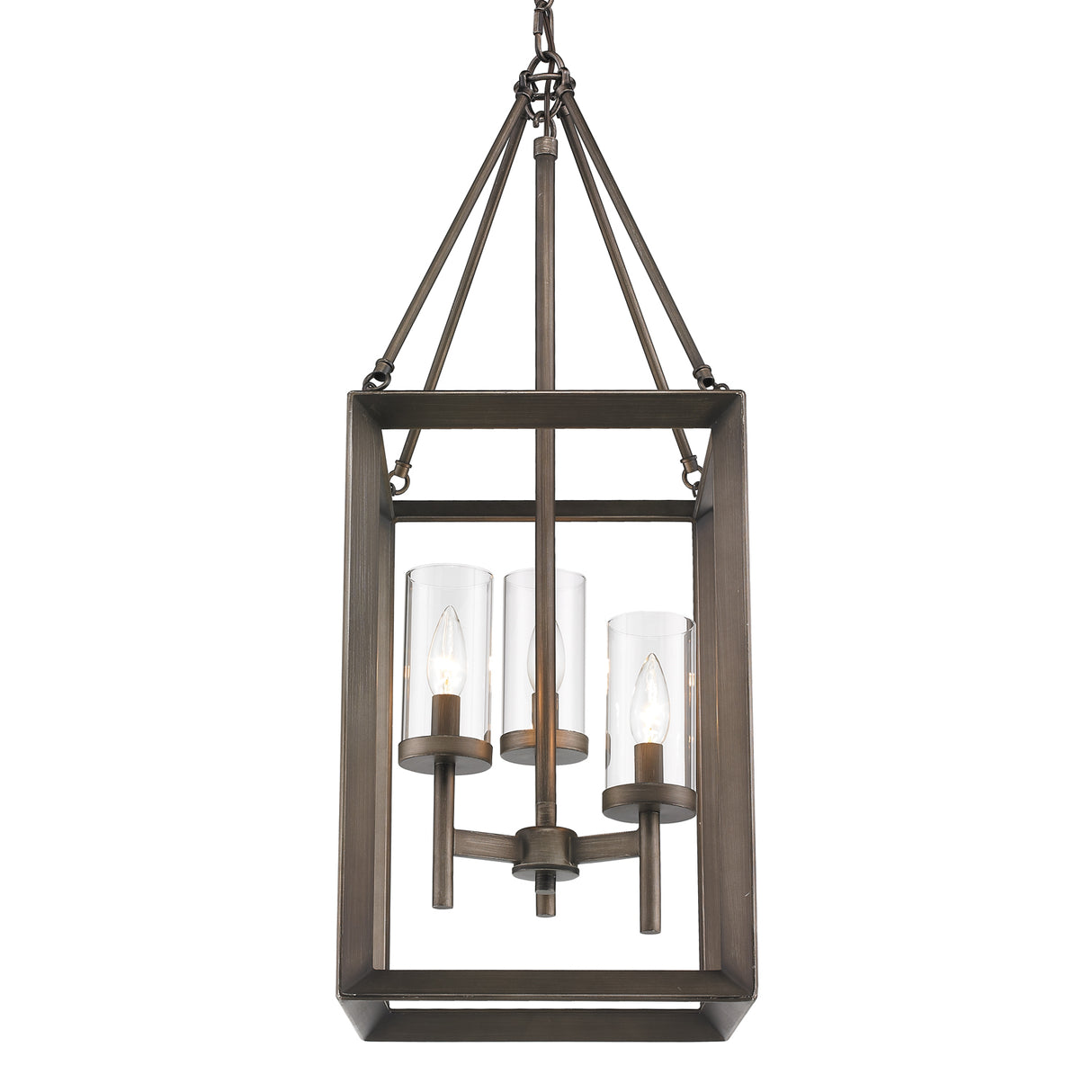 Smyth 3 Light Pendant in Gunmetal Bronze with Clear Glass