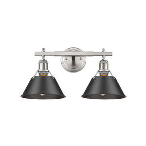 Orwell PW 2 Light Bath Vanity in Pewter with Matte Black Shade