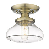 Nash Semi-Flush in Aged Brass with Clear Glass