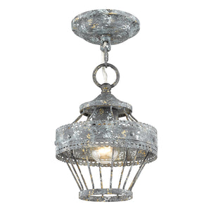 Ferris 1 Light Semi-Flush in Blue Verde Patina