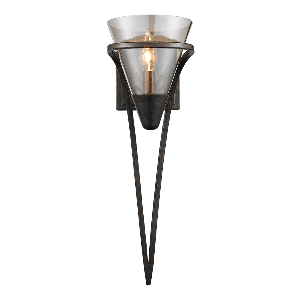 Olympia 1 Light Wall Sconce in Burnt Sienna with Baltic Amber Glass