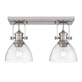 Hines 2-Light Semi-Flush in Pewter with Seeded Glass
