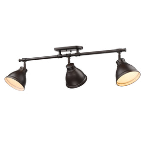 Duncan 3 Light Semi-Flush - Track Light in Rubbed Bronze with Rubbed Bronze Shades