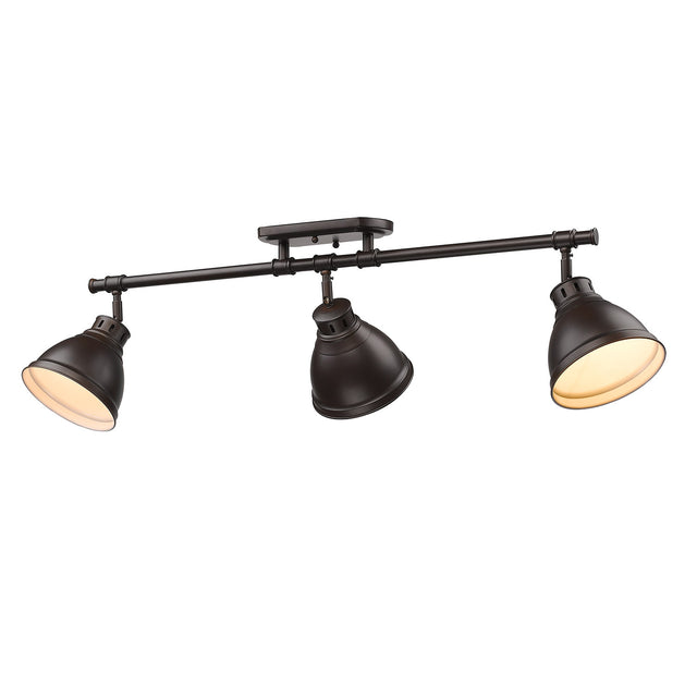 Duncan 3 Light Semi-Flush - Track Light in Rubbed Bronze with Rubbed Bronze Shades