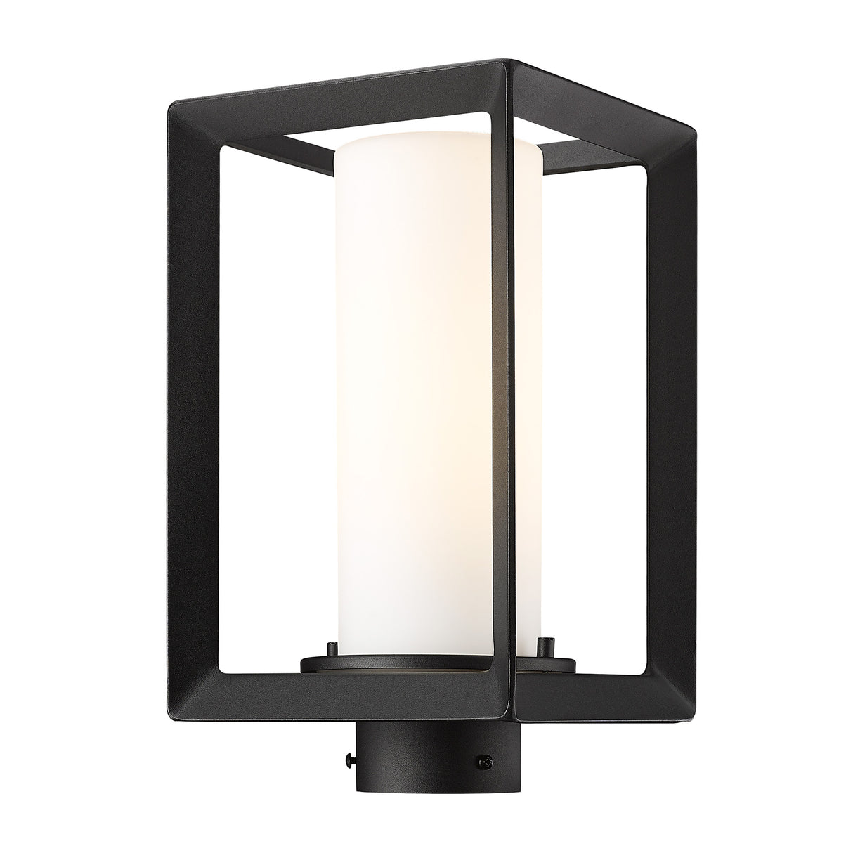Smyth NB Post Mount - Outdoor in Natural Black with Opal Glass Shade