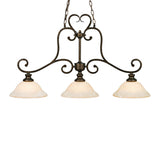 Heartwood 3 Light Linear Pendant in Burnt Sienna with Tea Stone Glass