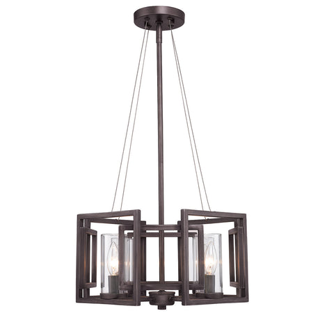 Marco 4 Light Pendant (Convertible) in Gunmetal Bronze with Clear Glass