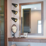 Reeva 3 Light Bath Vanity in Modern Brass with Matte Black Shade