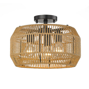 Marlee Matte Black 3 Light Semi-Flush