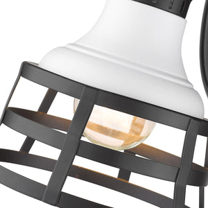 Locklyn 1 Light Wall Sconce Vanity in Matte Black with Matte White Shades