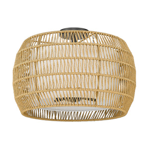 Everly 4 Light Semi-Flush in Matte Black with Natural Rattan Shade