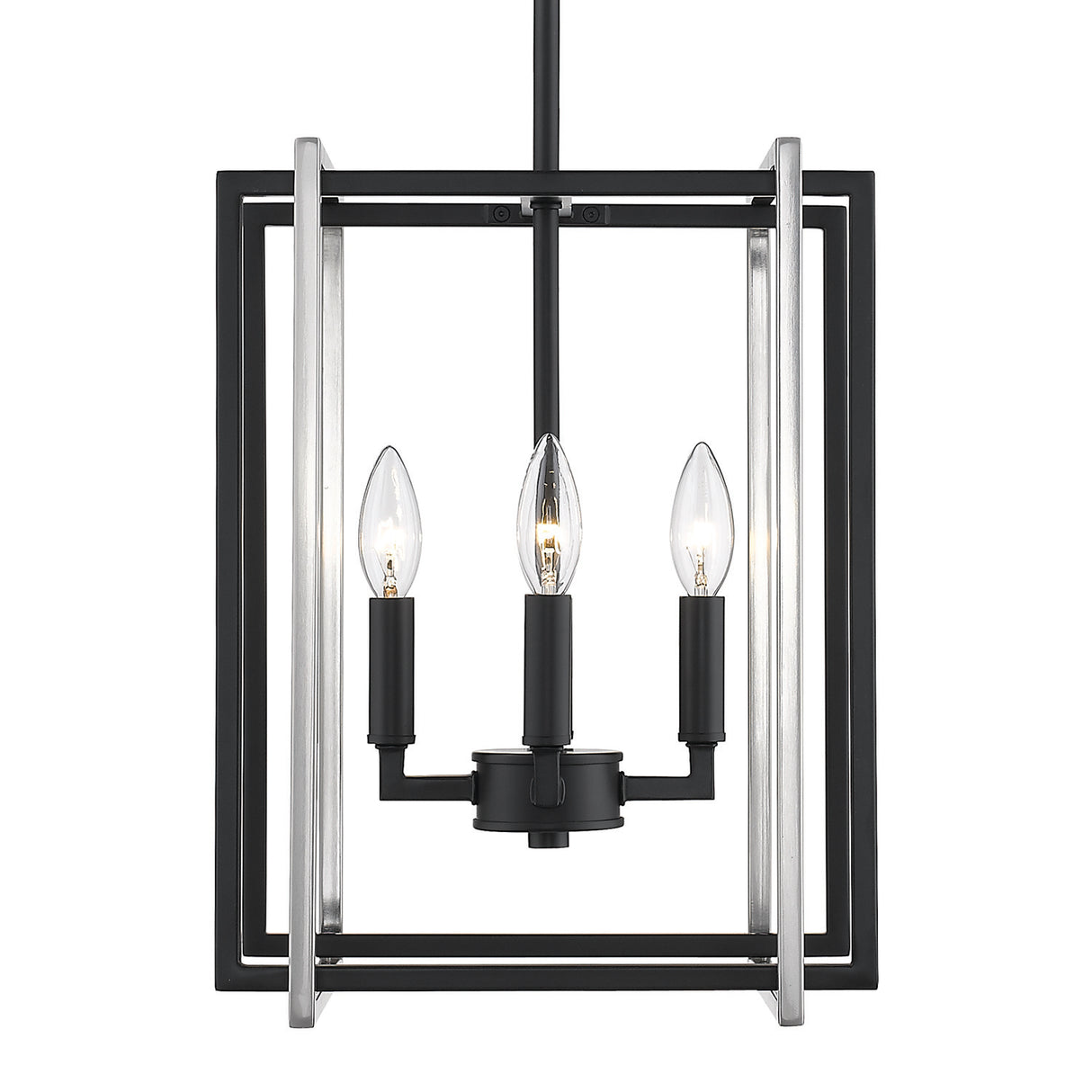 Tribeca 4-Light Chandelier in Matte Black with Pewter Accents