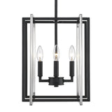 Tribeca 4-Light Chandelier in Matte Black with Pewter Accents