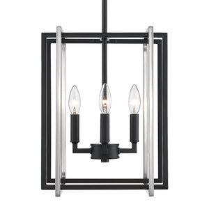 Tribeca 4-Light Chandelier in Matte Black with Pewter Accents