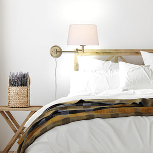 Eleanor Articulating Wall Sconce in Brushed Champagne Bronze with Modern White Shade