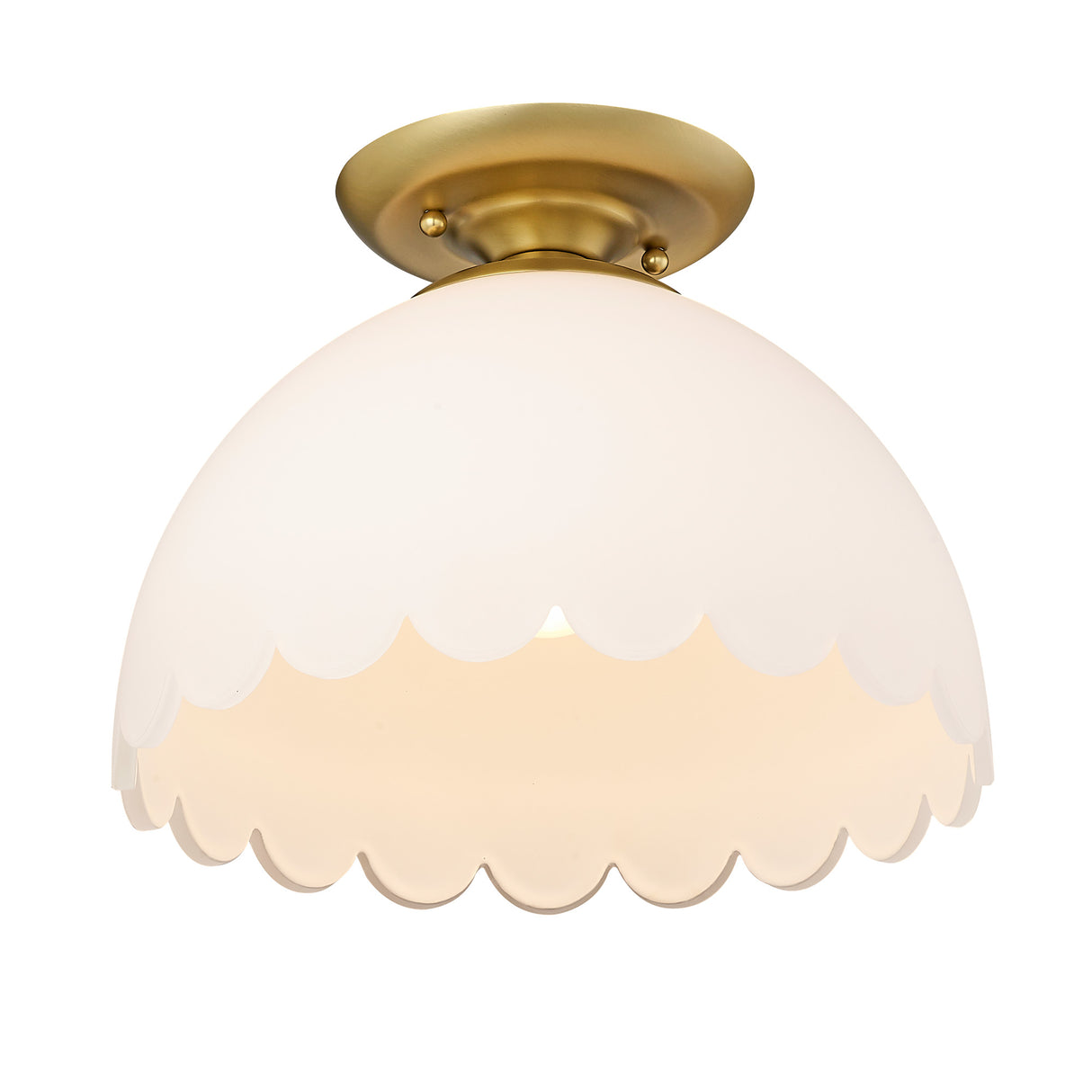 Dorinda Semi-Flush in Brushed Champagne Bronze with Opal Glass Shade