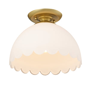 Dorinda Semi-Flush in Brushed Champagne Bronze with Opal Glass Shade