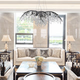Autumn Twilight 12 Light Chandelier in Black Iron