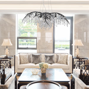 Autumn Twilight 12 Light Chandelier in Black Iron