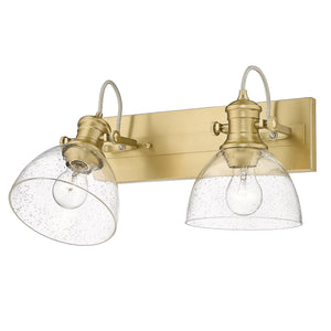 Hines 2 Light Bath Vanity in Brushed Champagne Bronze with Seeded Glass Shades