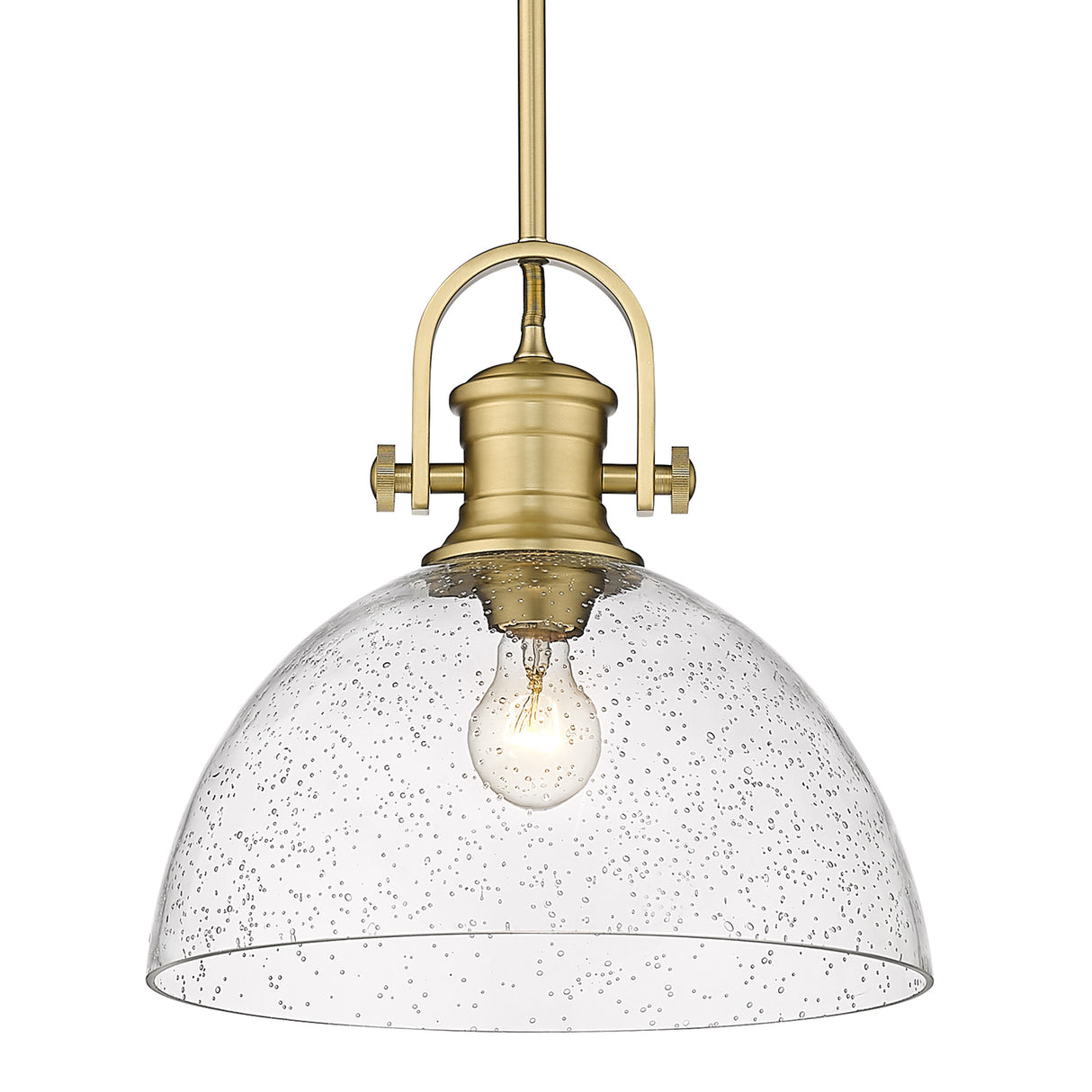 Hines Large Pendant in Brushed Champagne Bronze with Seeded Glass Shades