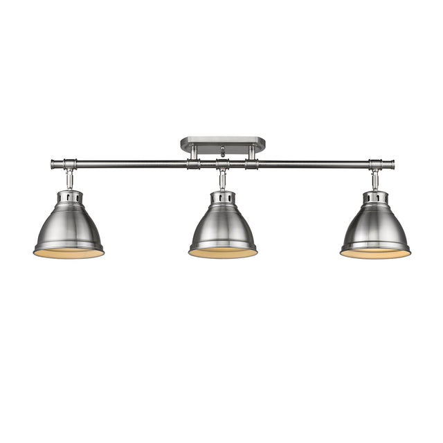 Duncan 3 Light Semi-Flush - Track Light in Pewter with Pewter Shades