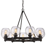 Galveston 9-Light Chandelier in Rubbed Bronze with Seeded Glass