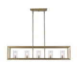 Smyth 5 Light Linear Pendant in White Gold with Clear Glass