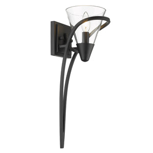 Olympia 1 Light Wall Sconce in Matte Black with Clear Glass Shade