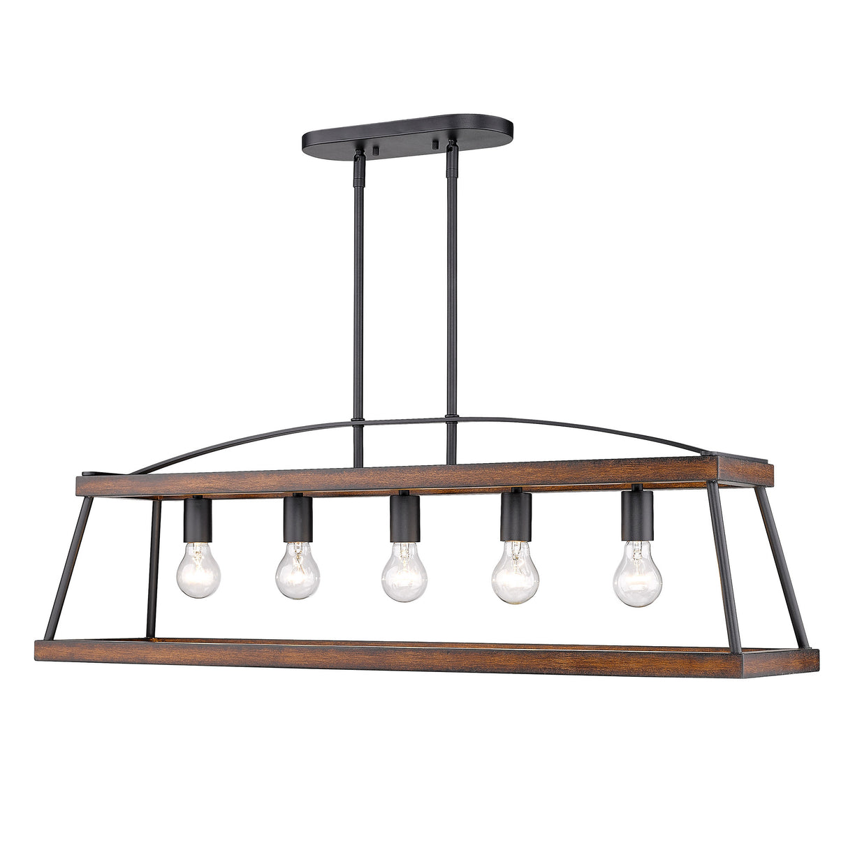 Teagan Linear Pendant in Natural Black with Rustic Oak Accents