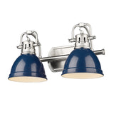 Duncan PW 2 Light Bath Vanity in Pewter with Navy Blue Shade