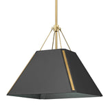 Ranik 1 Light Pendant in Brushed Champagne Bronze with Natural Black Shade