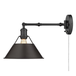 Orwell BLK Articulating 1 Light Wall Sconce with Rubbed Bronze Shade