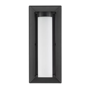 Smyth Outdoor Medium Wall Sconce in Natural Black with Opal Glass