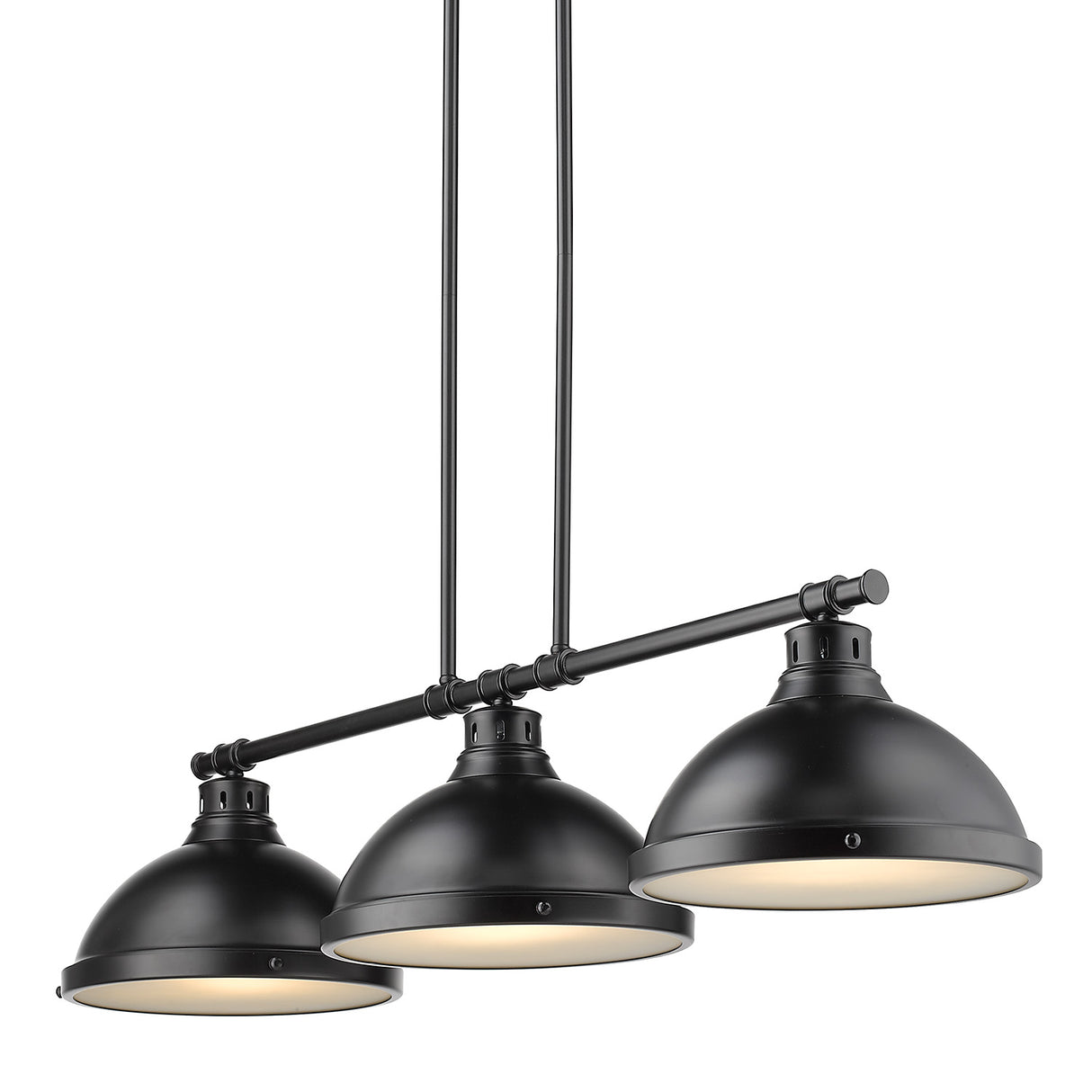 Duncan 3 Light Linear Pendant in Black with a Matte Black Shades