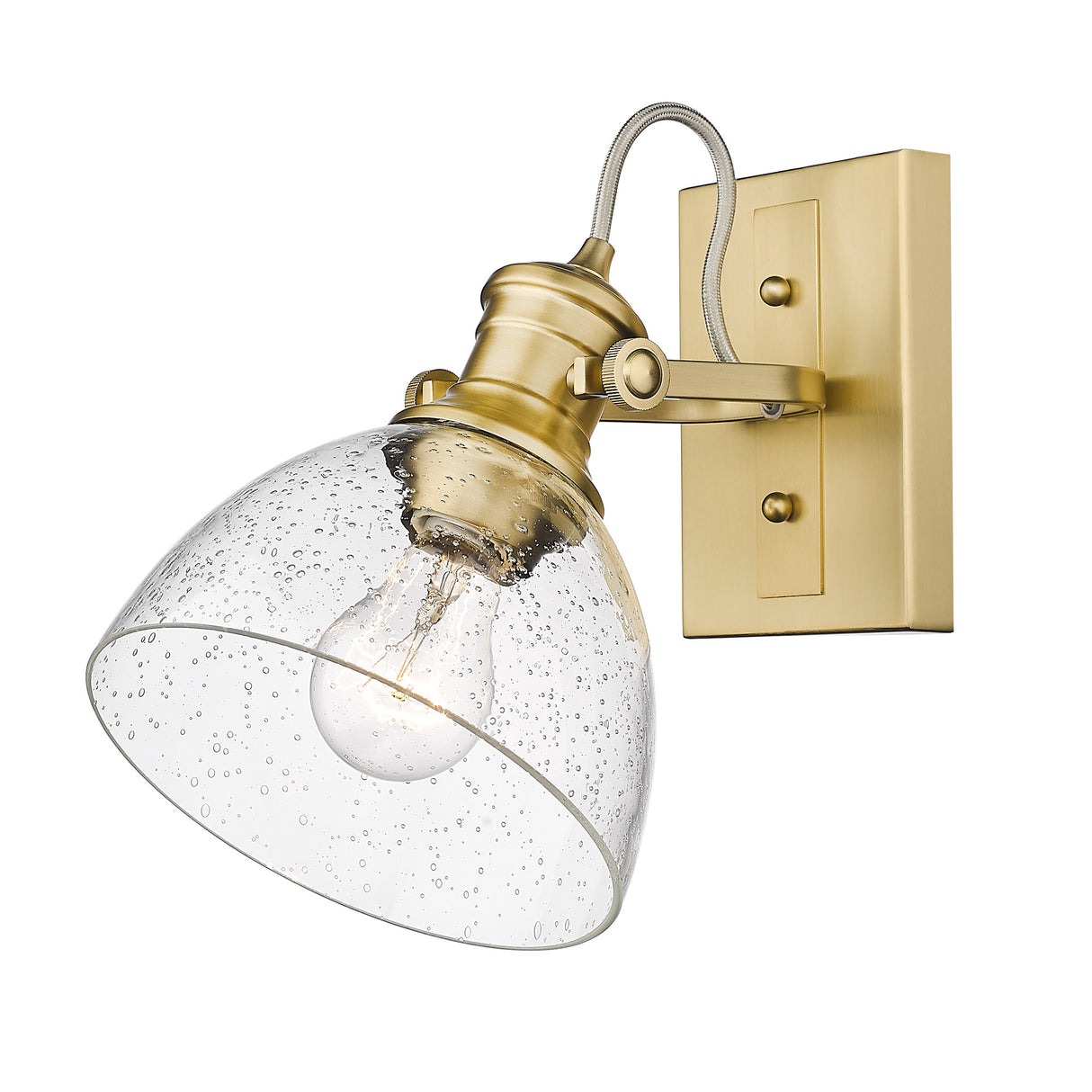 Hines BCB 1 Light Bath Vanity in Brushed Champagne Bronze with Seeded Glass Shade