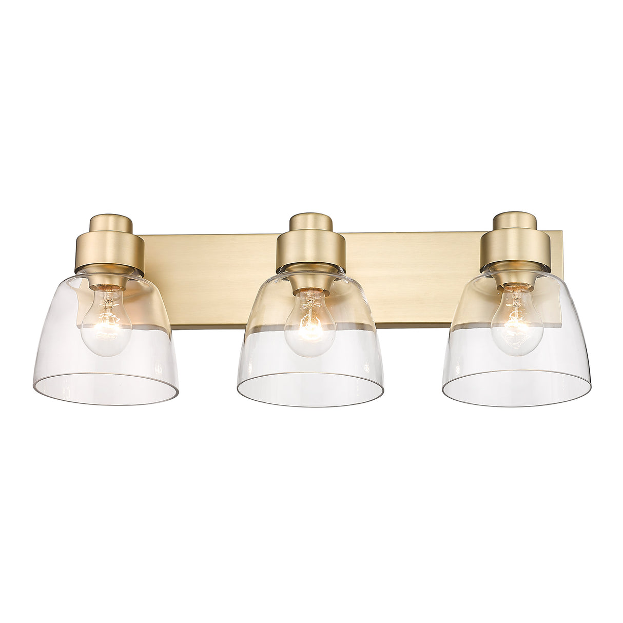 Remy BCB 3 Light Bath Vanity in Brushed Champagne Bronze with Clear Glass Shade