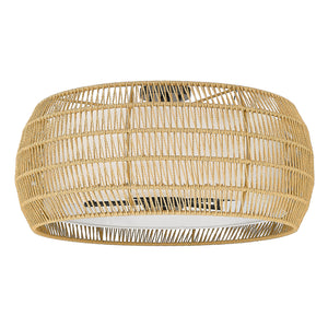 Everly 6 Light Semi-Flush in Matte Black with Natural Rattan Shade