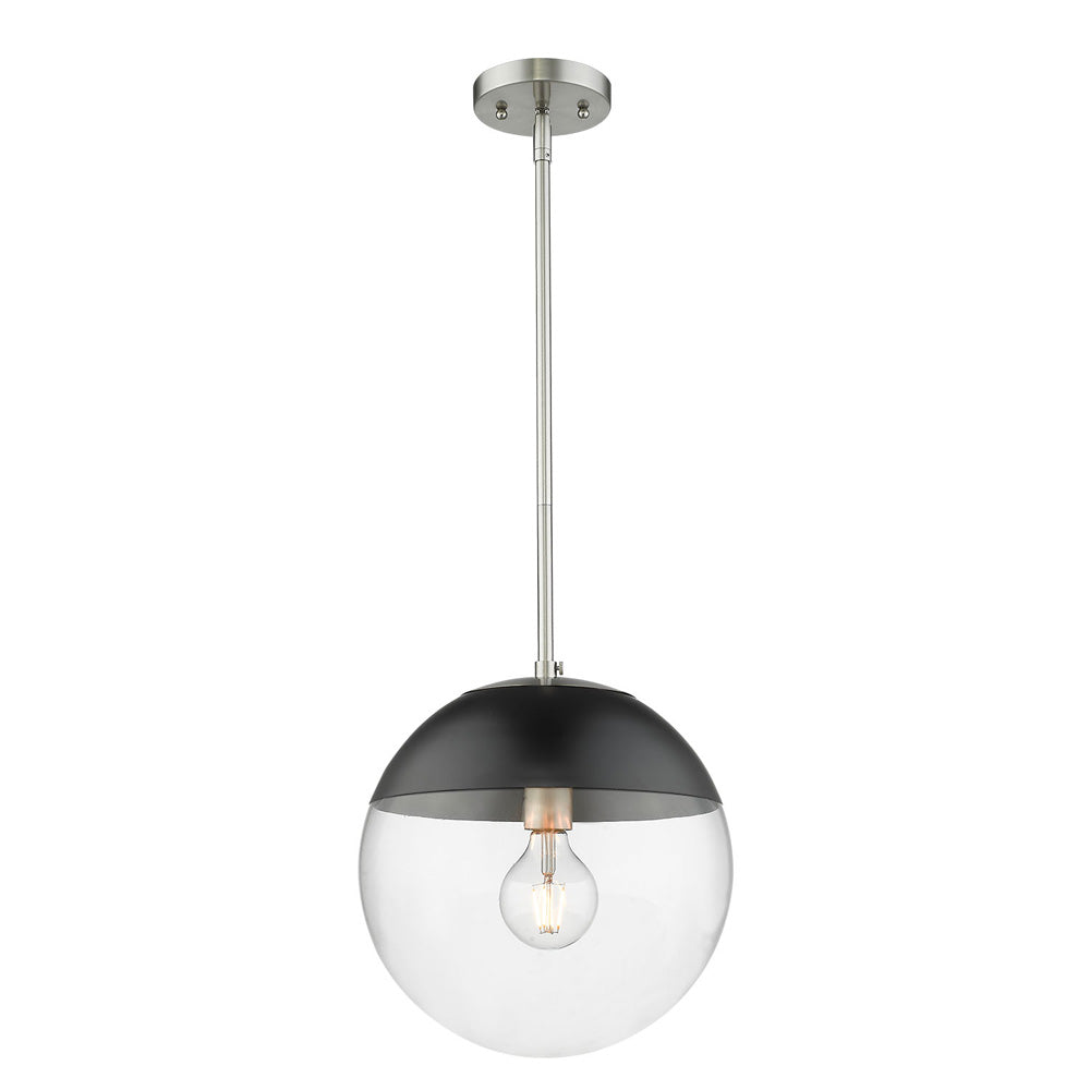Dixon Pendant in Pewter with Clear Glass and Matte Black Cap