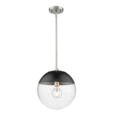 Dixon Pendant in Pewter with Clear Glass and Matte Black Cap