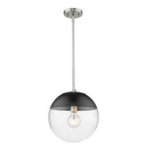 Dixon Pendant in Pewter with Clear Glass and Matte Black Cap