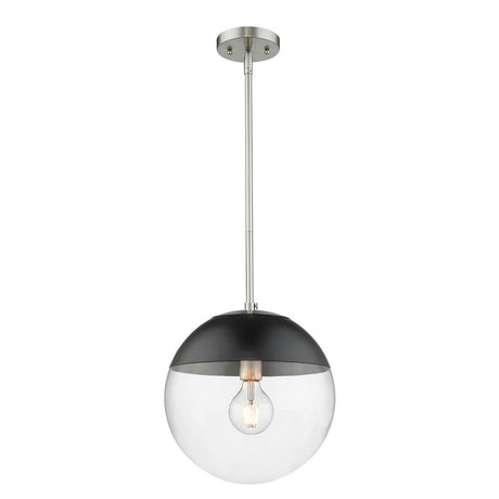 Dixon Pendant in Pewter with Clear Glass and Matte Black Cap