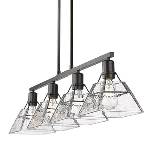 Kepler Linear Pendant in Matte Black with Water Glass Shade